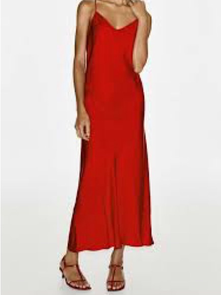 Massimo Dutti Red Slip Maxi Dress